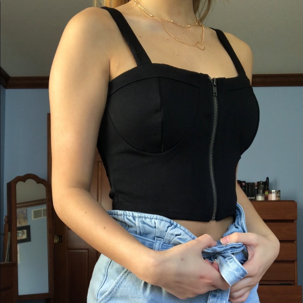 NEVER WORN Cropped bustier top with zipper front